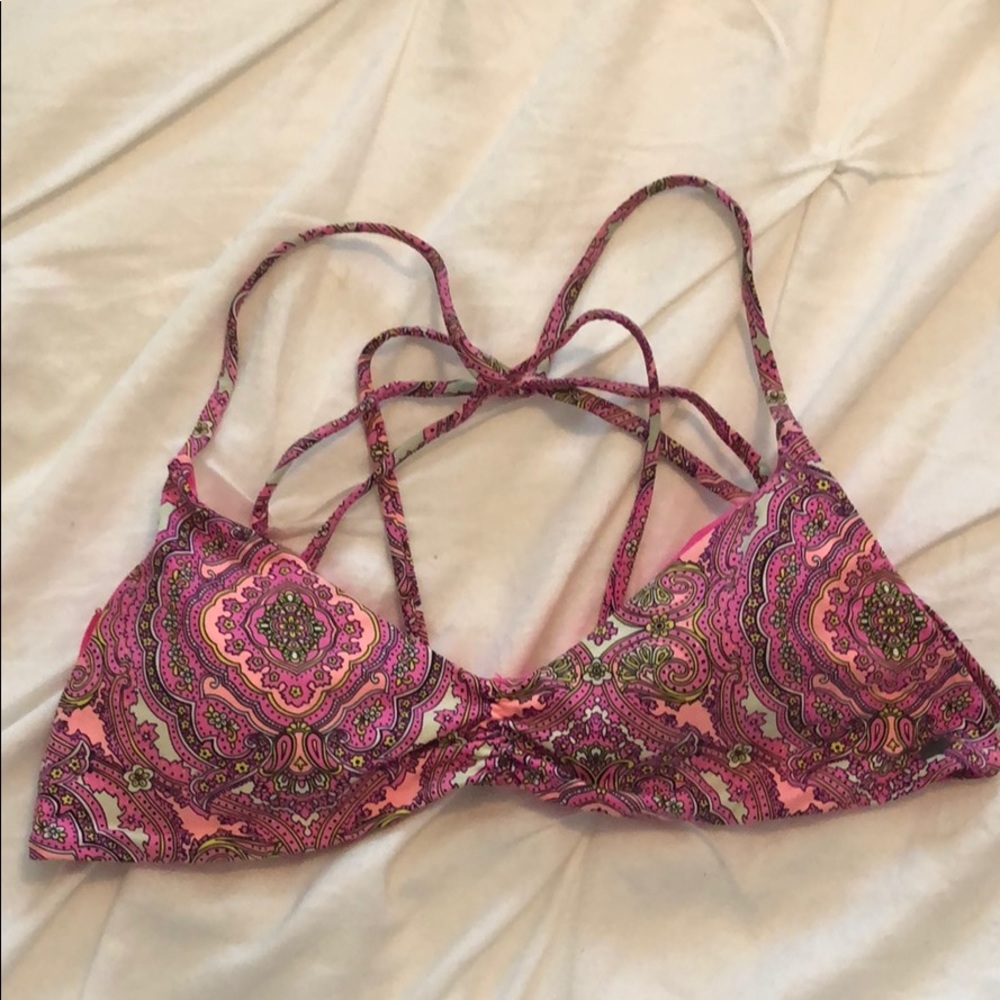 Multicolor pink paisley swim top